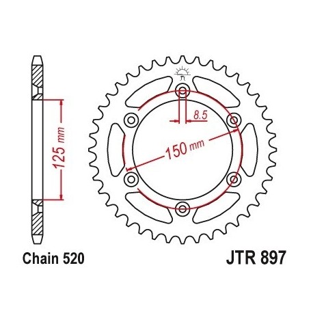 Corona Ktm/Husqvarna 520 Pbr Aluminio 7075 - Imagen 2